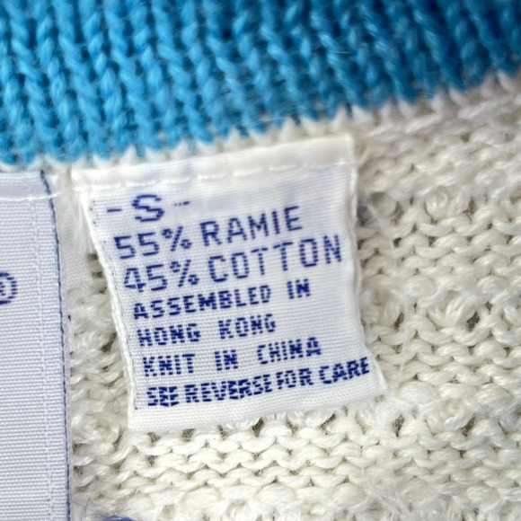 Leon Levin Hand Loomed Knit Sweater Vest Women's S White‎ Pink Blue  Ramie VTG - Picture 10 of 11